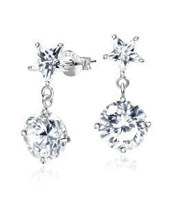 Round n Star CZ Earring Silver ECS-25